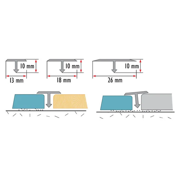 T Bar 1m Aluminium Threshold Trim Door Strip Profile