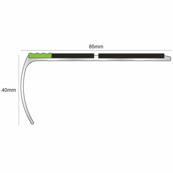 Aluminium Non Slip Stair Nosing Edge Trim With Pvc Insert 87 x 40mm