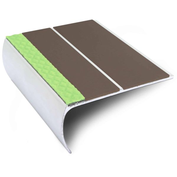 Aluminium Stair Nosing 87mm x 40mm Edge Trim With Non Slip Pvc Insert Tredsafe