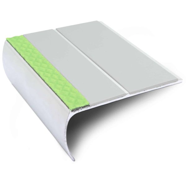 Aluminium Stair Nosing 87mm x 40mm Edge Trim With Non Slip Pvc Insert Tredsafe