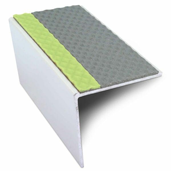 DDA Compliant Aluminium Non Slip Stair Nosing Edge Trim With Pvc Insert 57 x 55mm