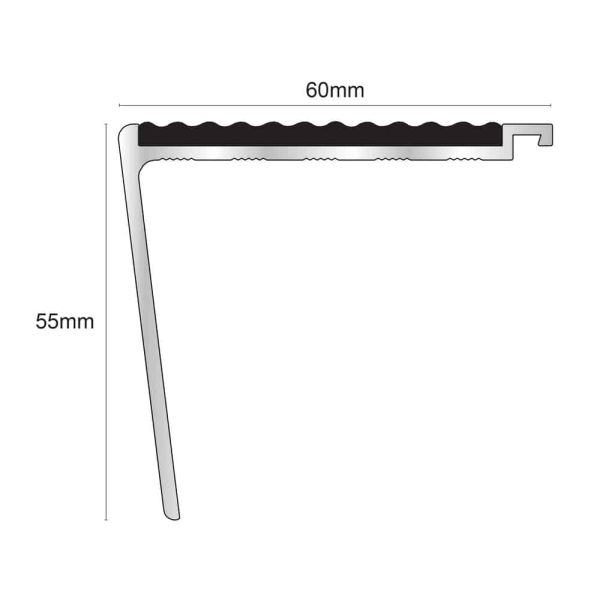 Commercial Stair Nosing 60mm x 55mm With Non Slip PVC Insert Tredsafe 