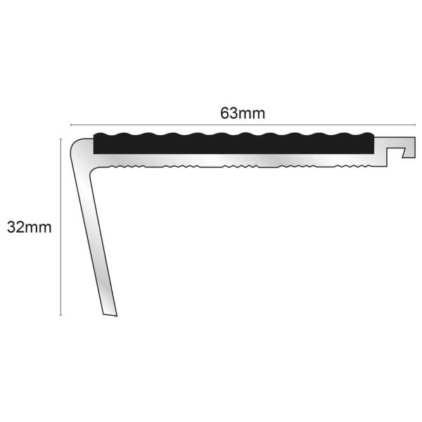 Commercial Stair Nosing 63mm x 32mm With PVC Insert Tredsafe Non Slip