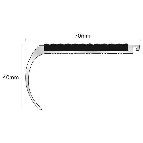 Commercial Stair Nosing 70mm x 40mm with Non Slip PVC Insert Tredsafe