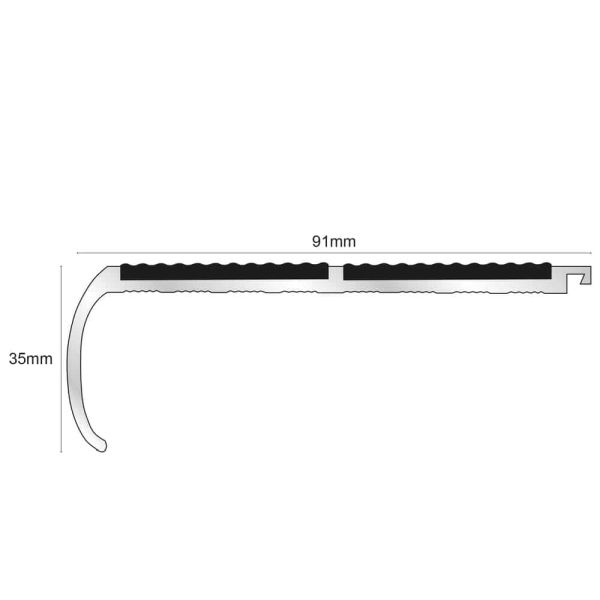 Commercial Stair Nosing 91 x 35mm With Non Slip PVC Insert Bullnose Stair Nosing Tredsafe