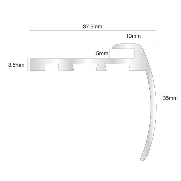 TVB Anodised Aluminium Bull Nose LVT Stair Nosing Edge Profile For 5mm Flooring