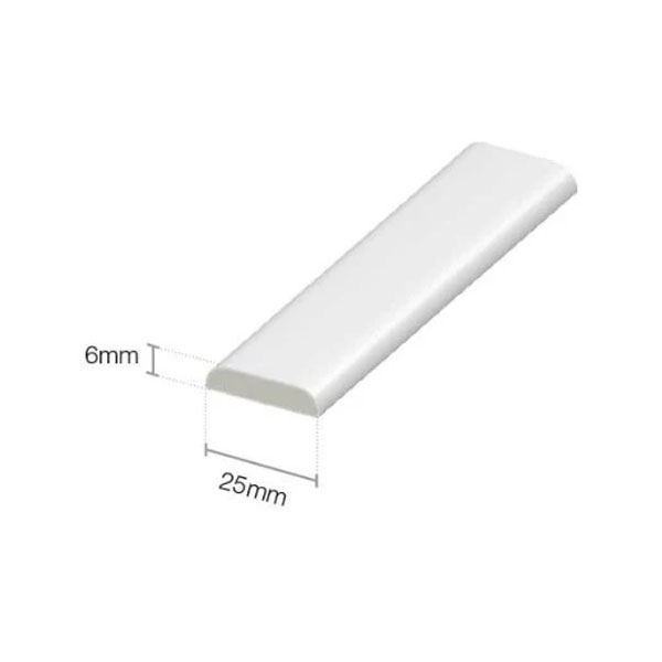 White 25mm D Mould Rounded Edge Trim