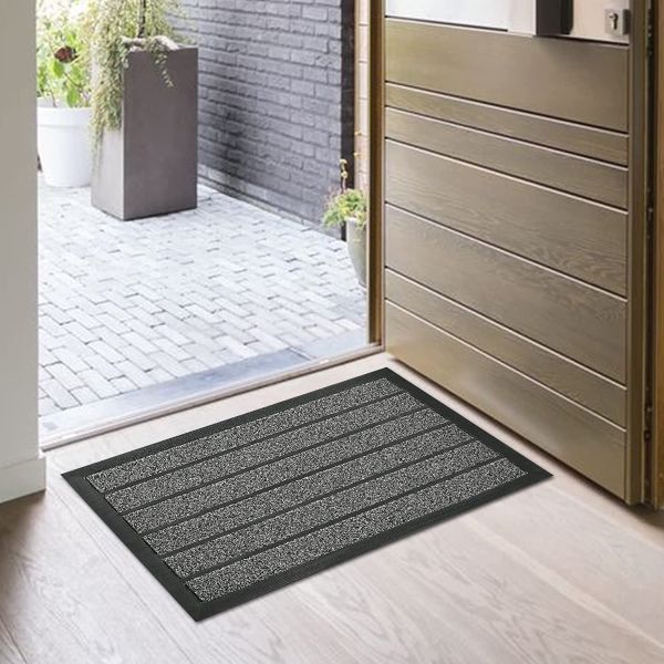 Gray Front Door Mat Indoor Outdoor Doormat, Entryway Mats for Shoe Scraper,  Heav